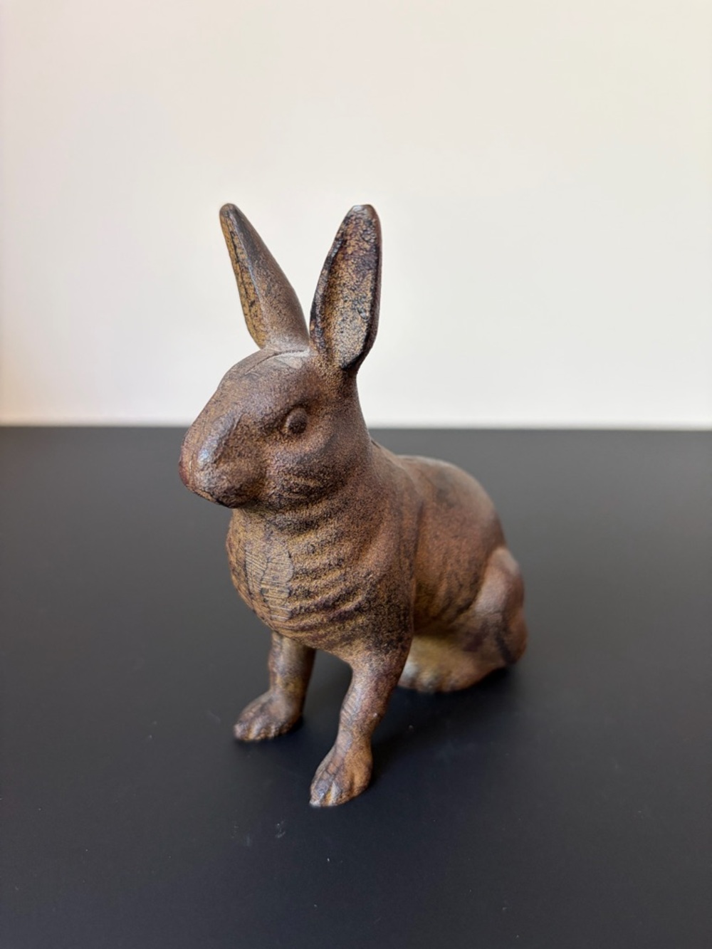 Vintage Cast Iron Decorative Brown Rabbit Figurine
